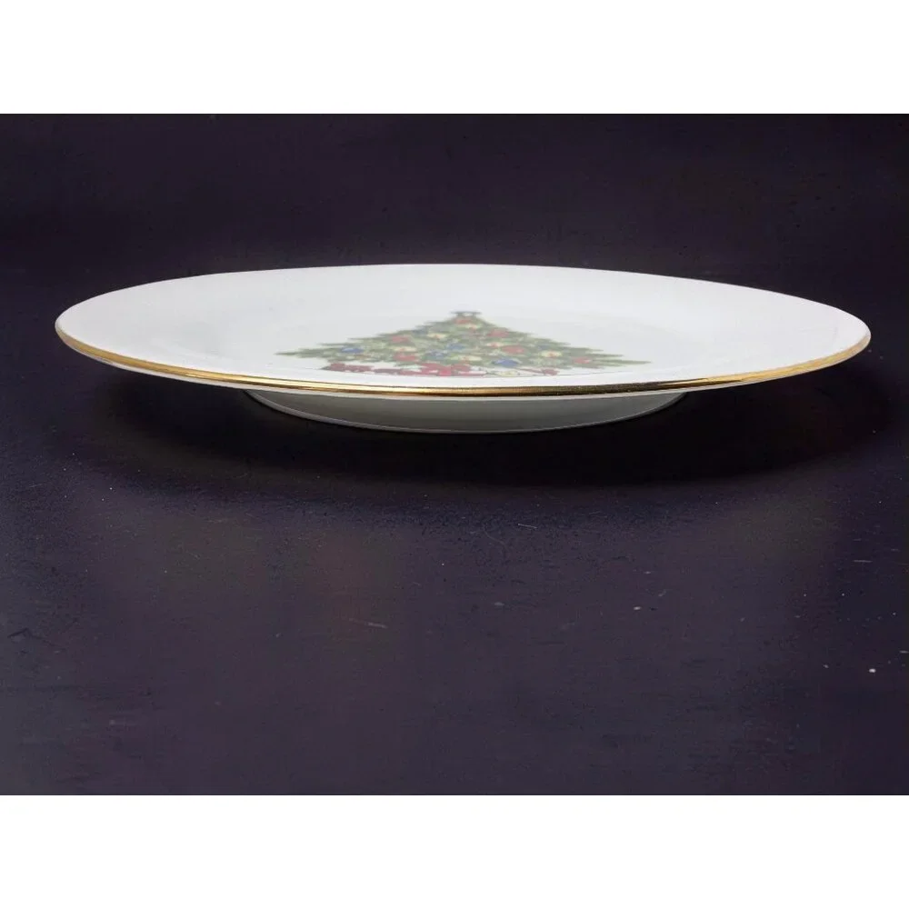 Vintage Sea Gull Fine China Christmas Tree Gold Rim 10.5"" Dinner Plate - Picture 2 of 8